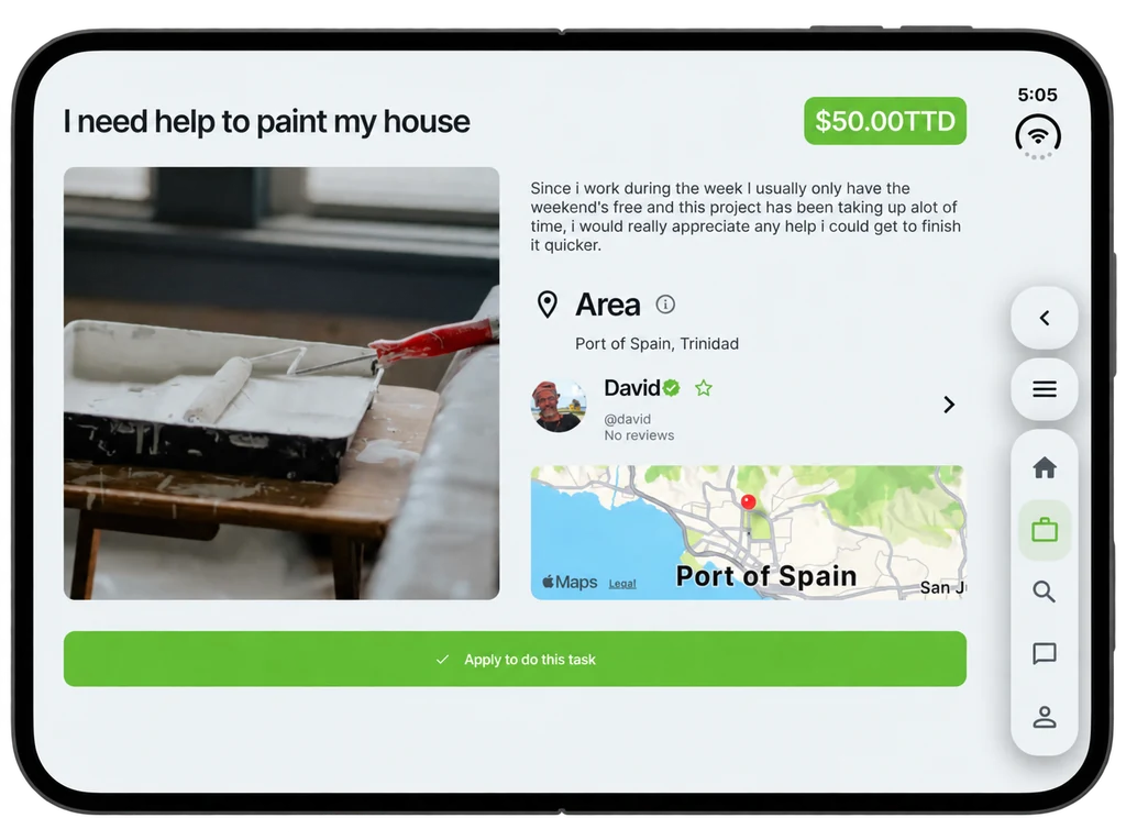 Limework app showing a task on an opened Duo phone